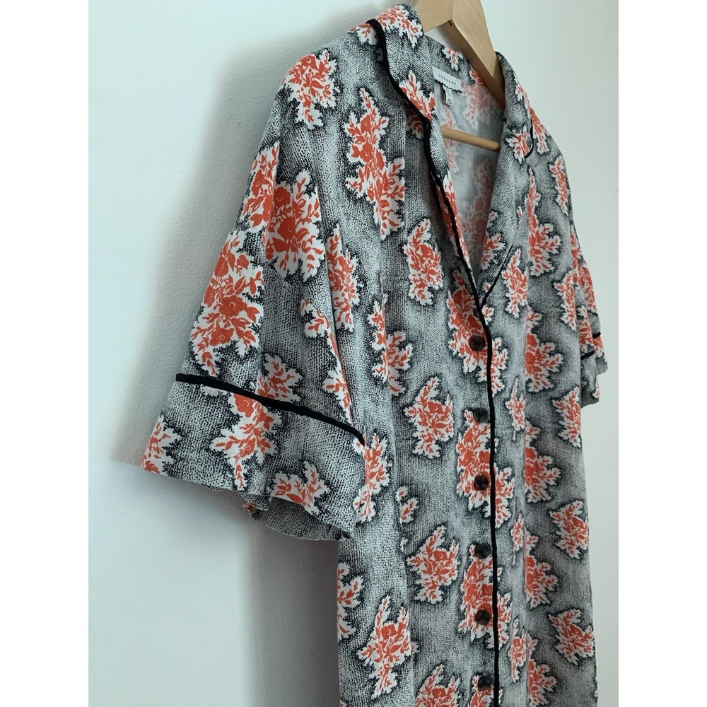 Topshop T-Shirt Dress Kimono Floral SZ US 6 Button Down Skater Resortwear Cabana - Picture 6 of 10
